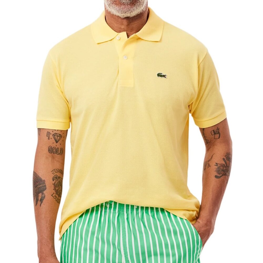 Lacoste L1212 Classic Fit Petit Pique Polo Shirt Mens Pale Yellow XL NWT 110